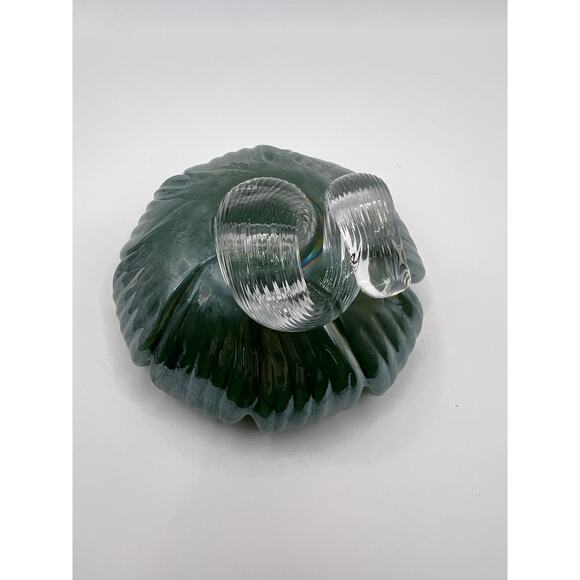 Vintage Green Art Glass Floral Sculpture Decorative Display Piece - Picture 4 of 13